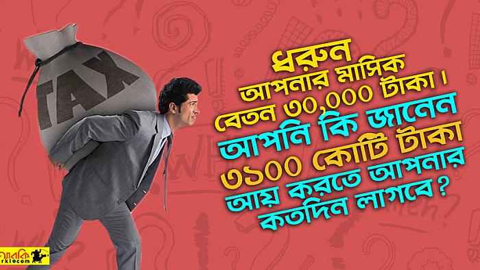 ৩১০০ কোটি টাকার ট্যাক্স মাফ হয়ে যাওয়া একজন চাকরিজীবীর কাছে যেমন