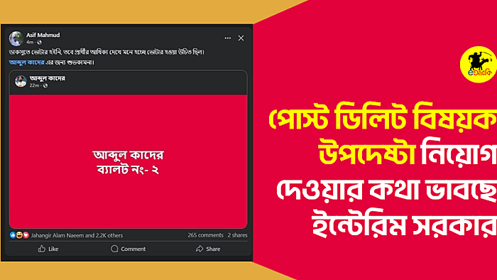 পোস্ট ডিলিট বিষয়ক উপদেষ্টা নিয়োগ দেওয়ার কথা ভাবছে ইন্টেরিম সরকার