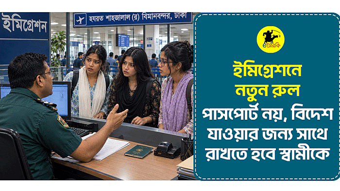 ইমিগ্রেশনে নতুন রুল: পাসপোর্ট নয়, বিদেশ যাওয়ার জন্য সাথে রাখতে হবে স্বামীকে